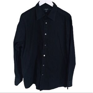 SEAN JOHN Print Button Down Dress Shirt With Long Sleeves Black Size XL